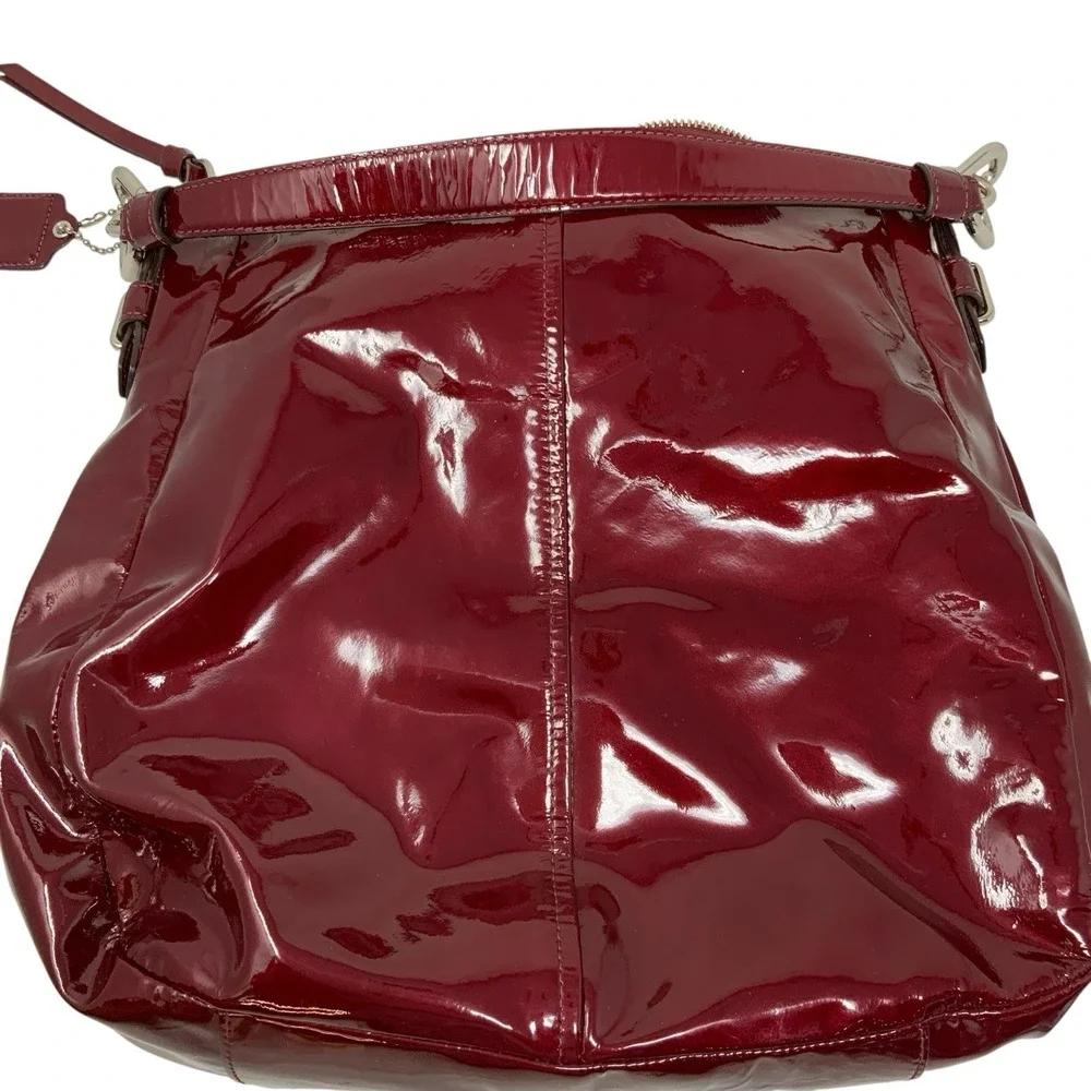 Coach Chelsea Ashlyn Hobo Shoulder Bag Purse Wine Red Patent Leather F17861